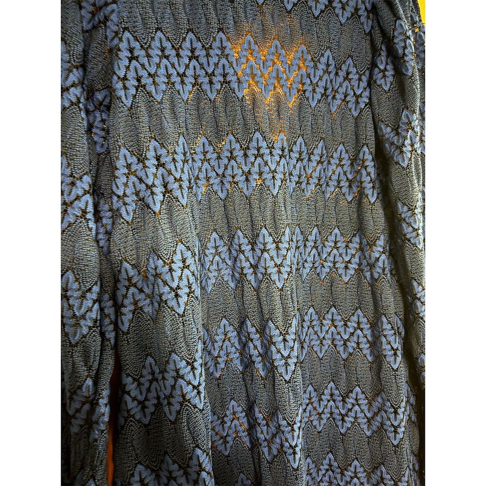 Free People XS Blue Crochet Lace Bell Sleeve Mini Dress Casual - Picture 3 of 6